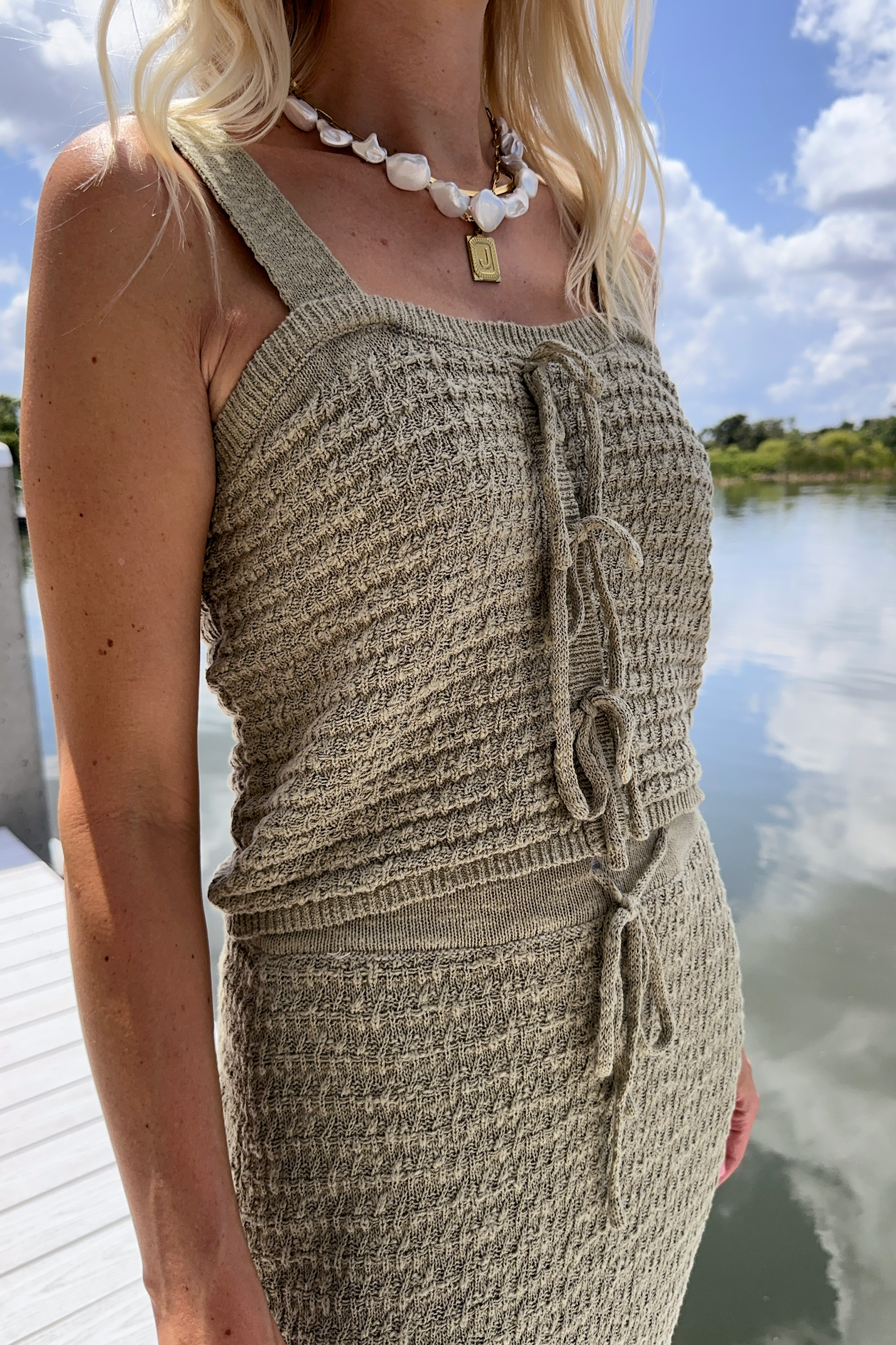 Sage Crochet Sleeveless Knit Top