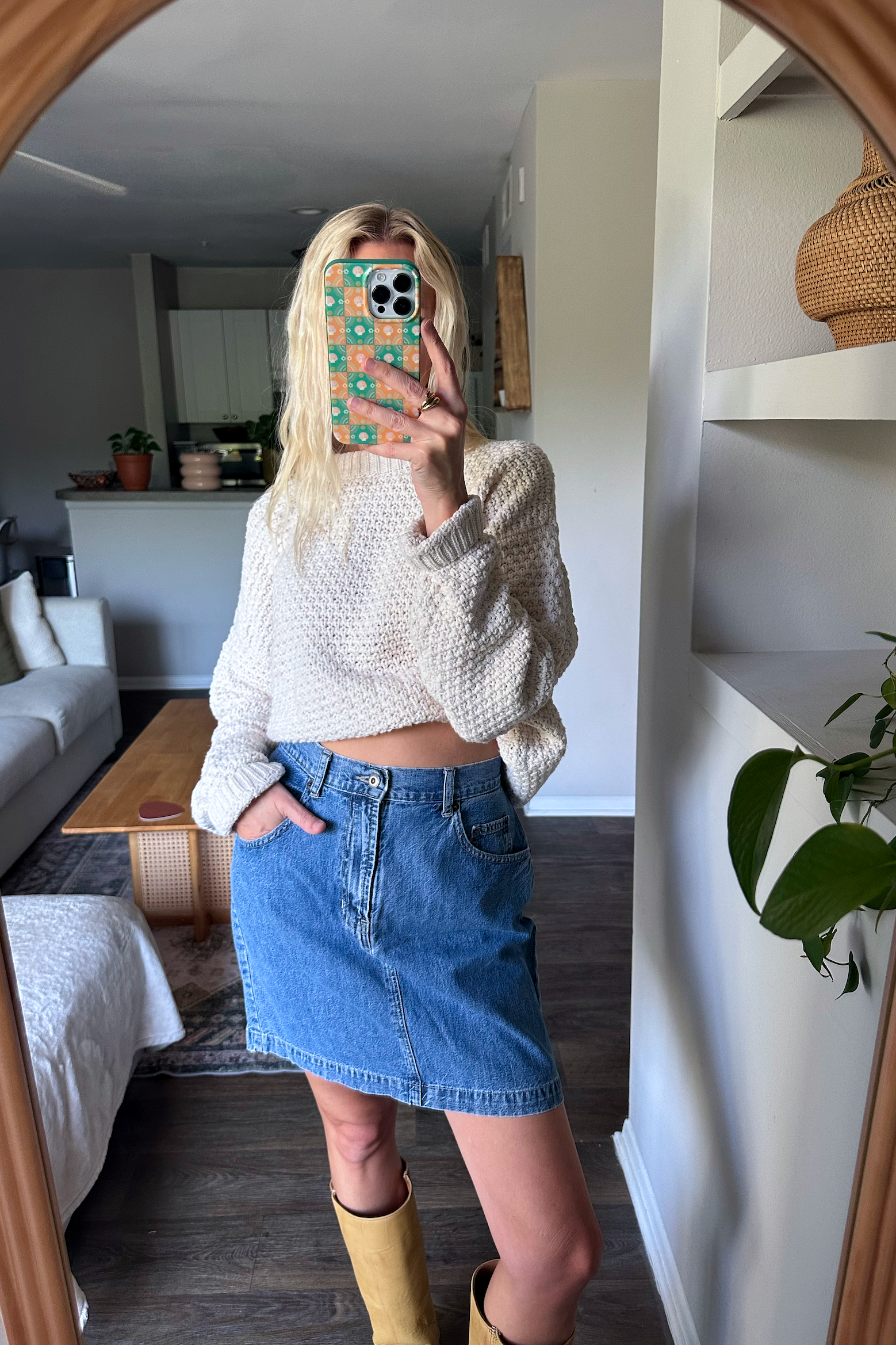 Vintage (M) 90s GAP Denim Mini Skirt
