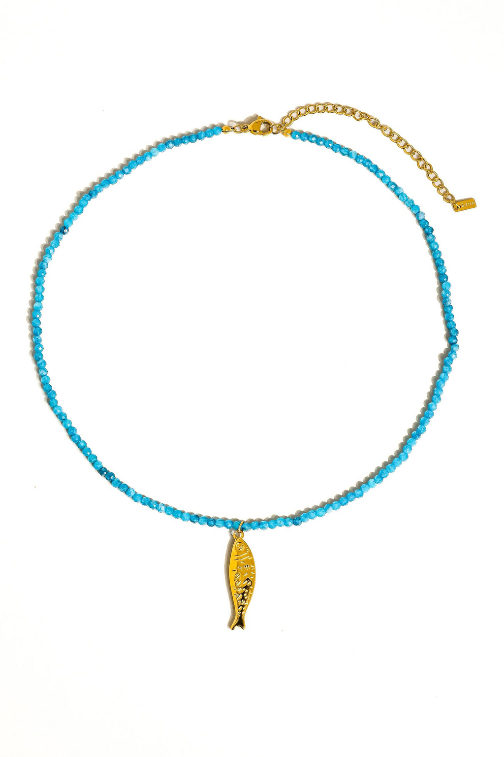 18k Gold Non Tarnish Fish Beaded Necklace