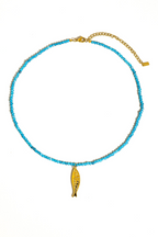 18k Gold Non Tarnish Fish Beaded Necklace