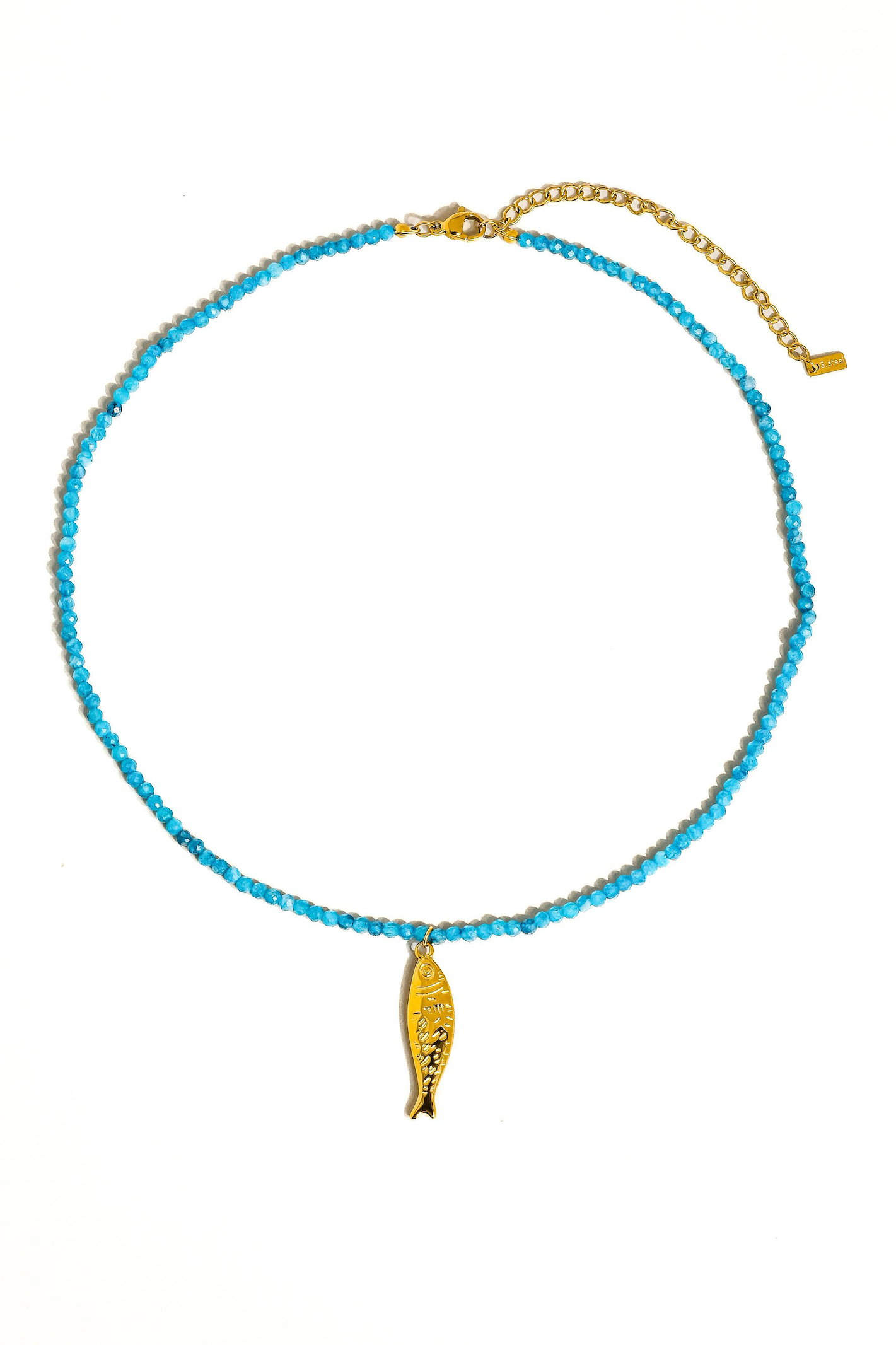 18k Gold Non Tarnish Fish Beaded Necklace