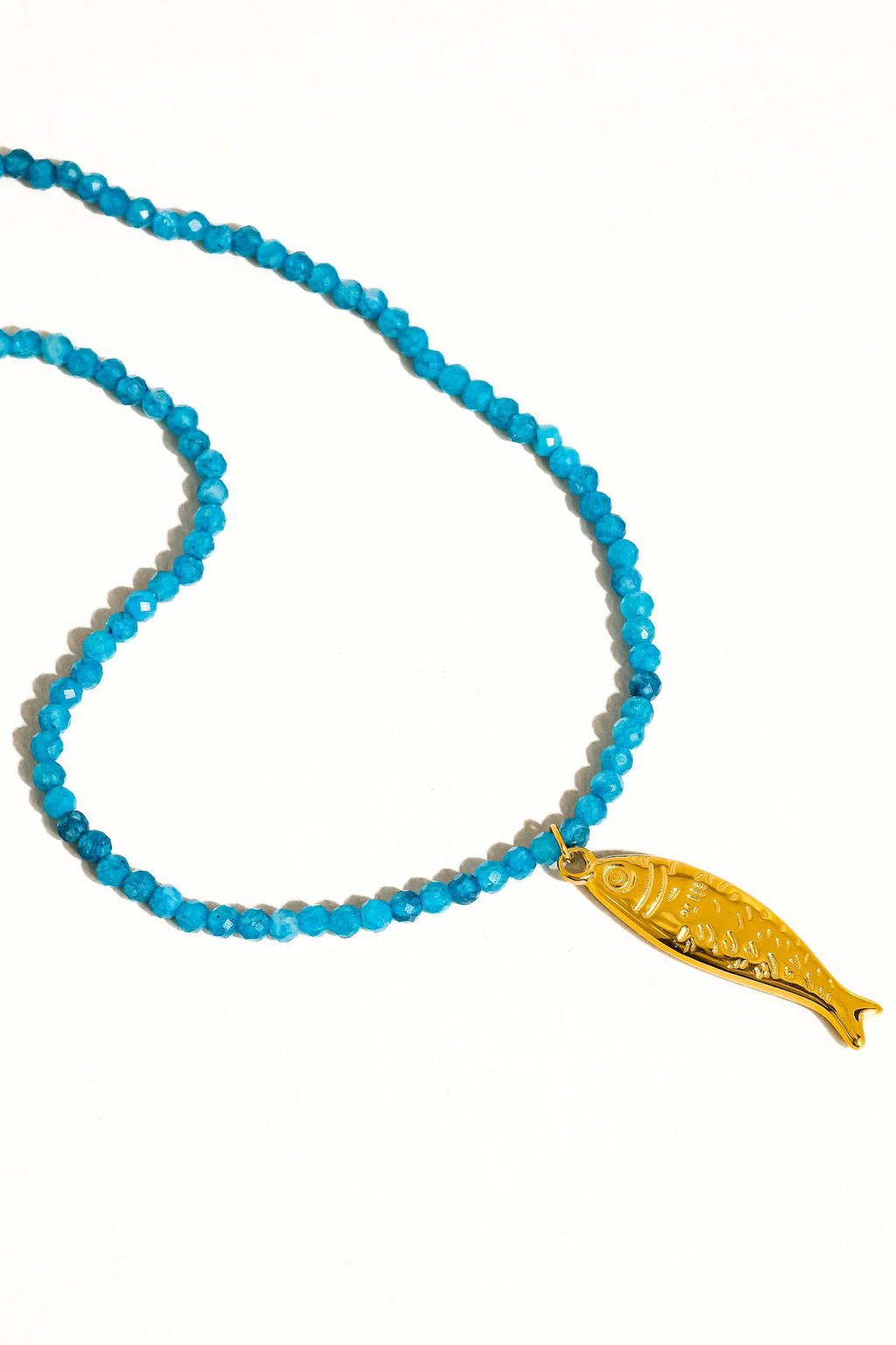 18k Gold Non Tarnish Fish Beaded Necklace