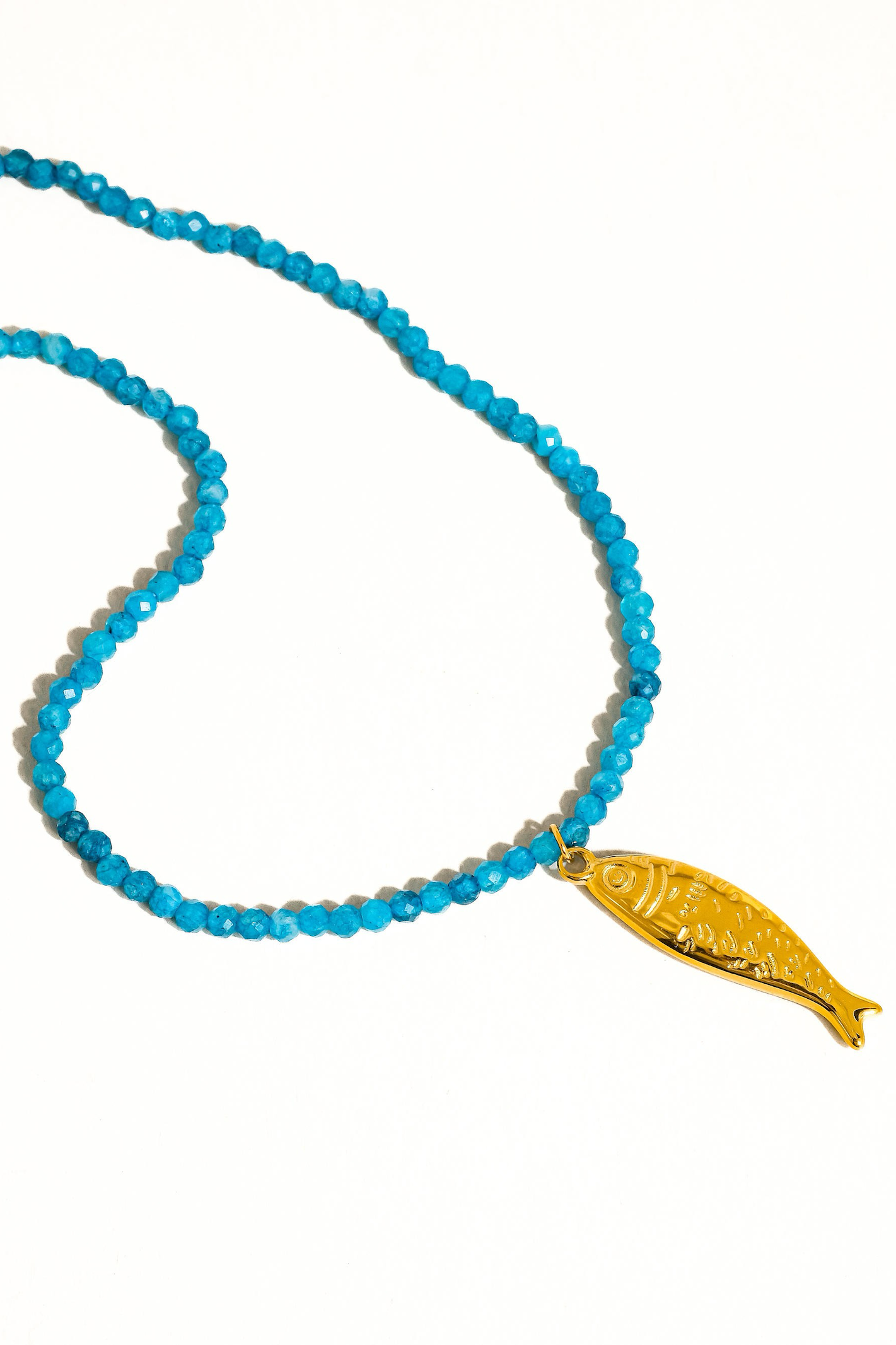 18k Gold Non Tarnish Fish Beaded Necklace