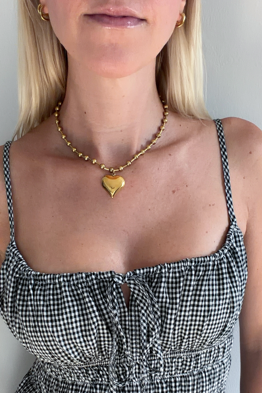 18k Gold Non Tarnish Heart Necklace