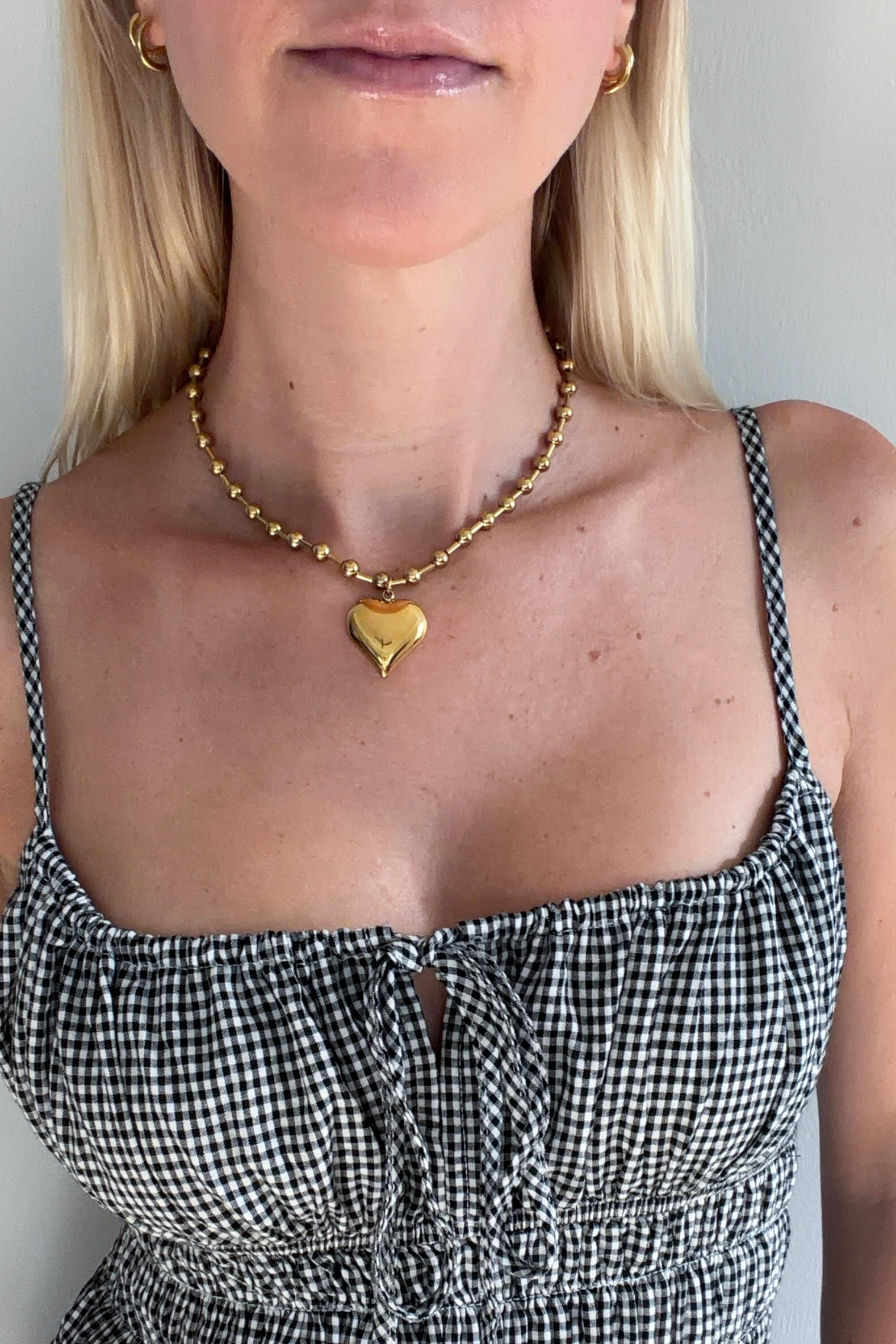 18k Gold Non Tarnish Heart Necklace