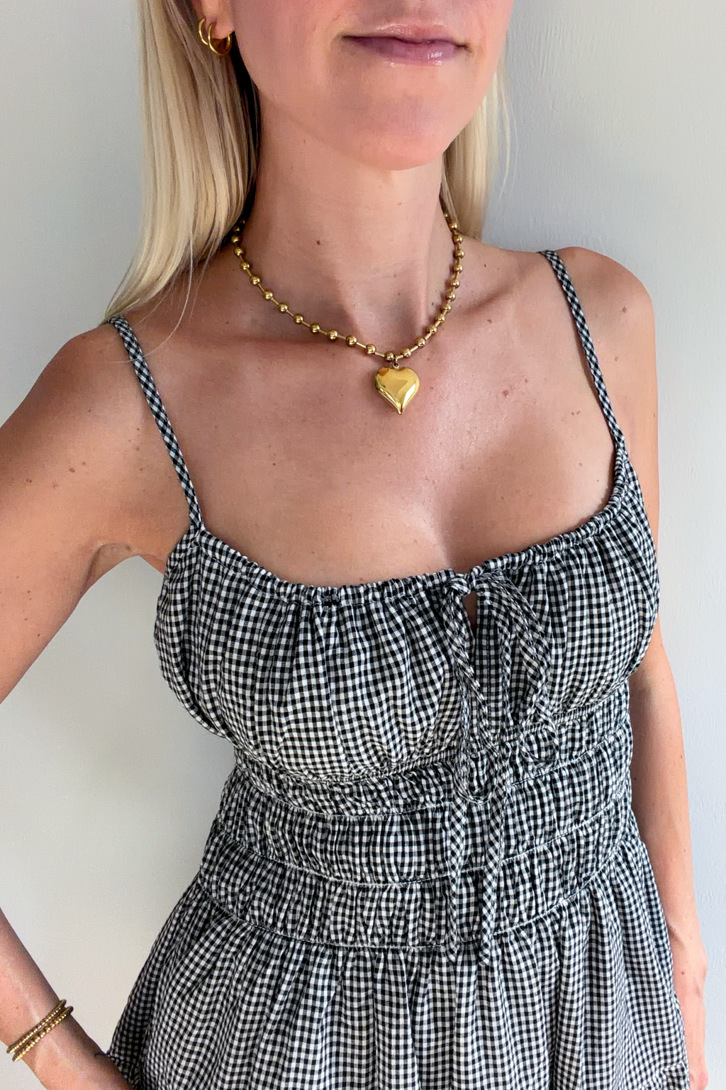 18k Gold Non Tarnish Heart Necklace