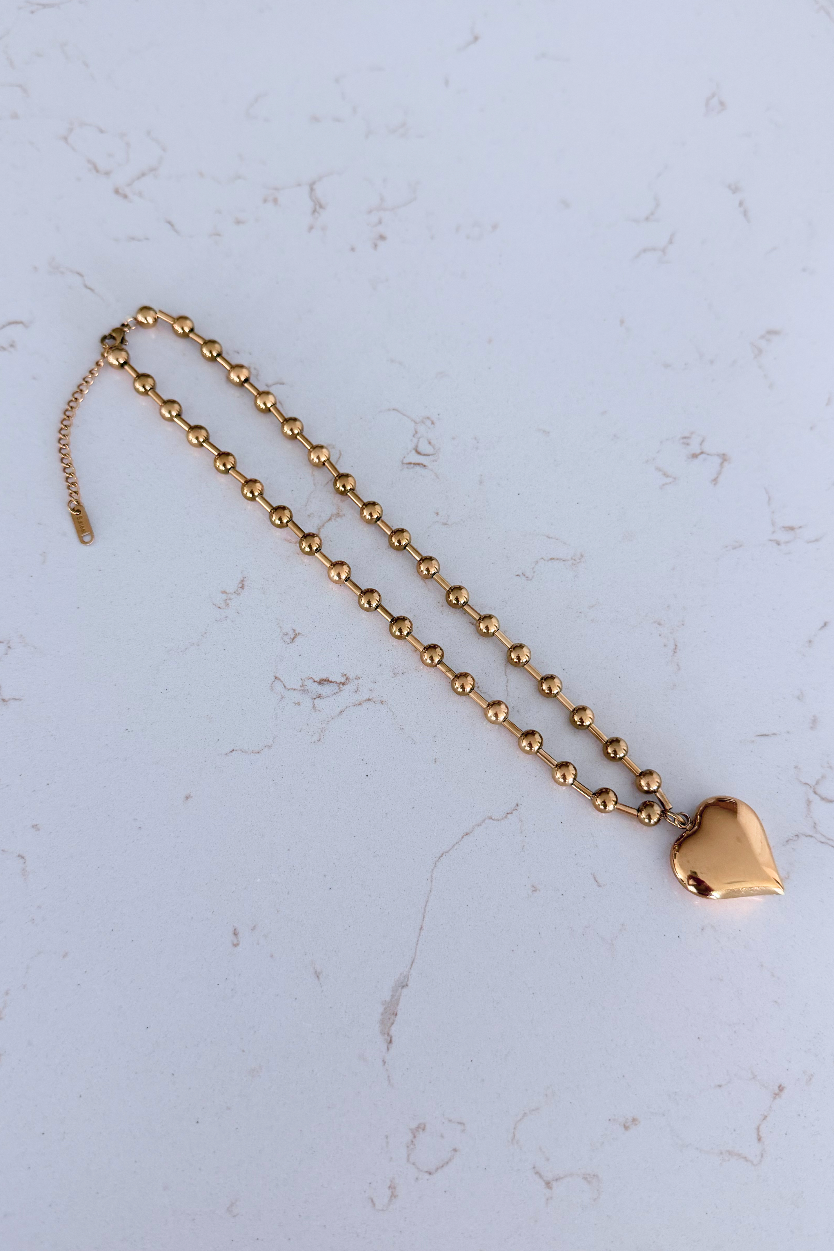18k Gold Non Tarnish Heart Necklace