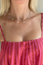 18k Gold Non Tarnish Multi Pearl Necklace 