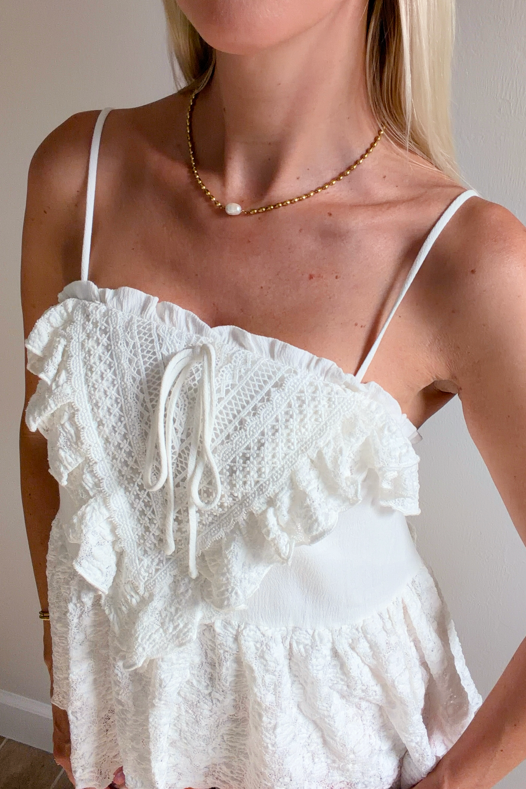 18k Gold Non Tarnish Pearl Ball Necklace