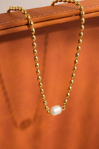 18k Gold Non Tarnish Pearl Ball Necklace