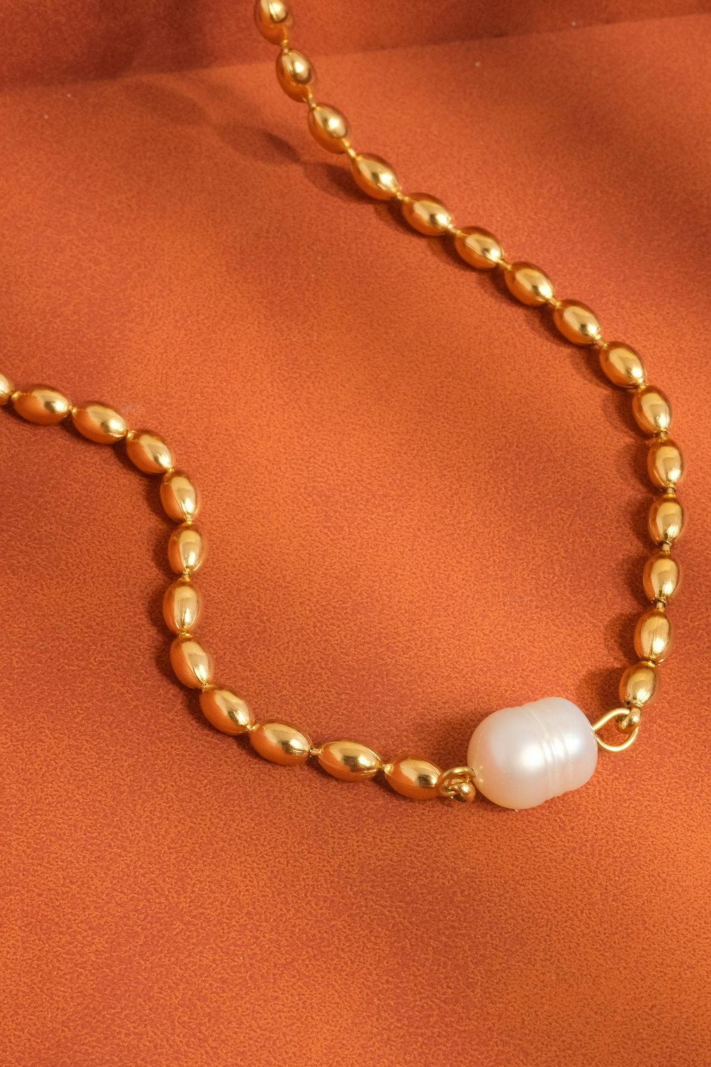 18k Gold Non Tarnish Pearl Ball Necklace