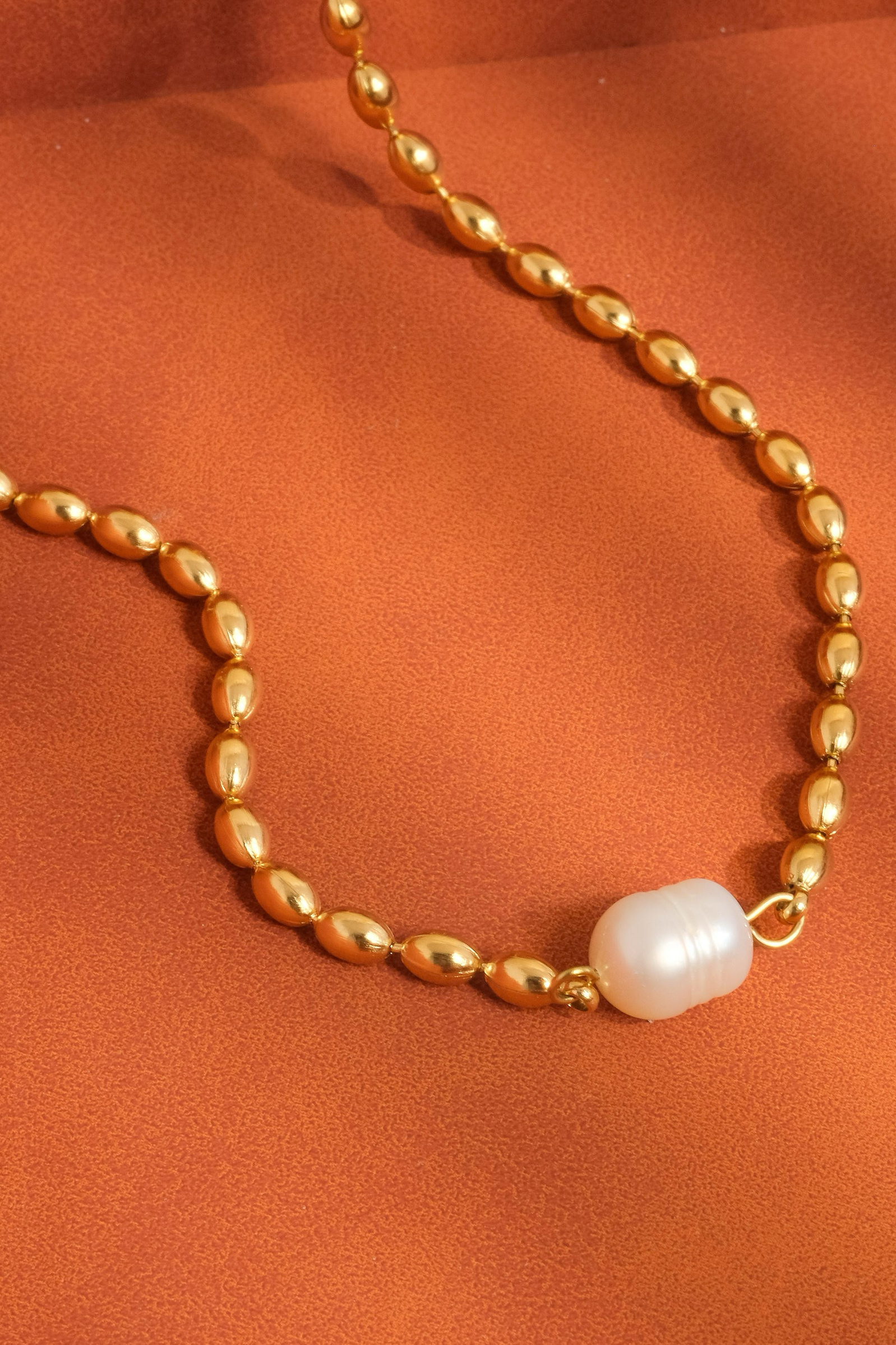 18k Gold Non Tarnish Pearl Ball Necklace
