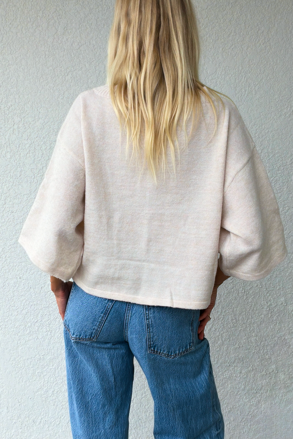 Beige Button Front Knit Cardigan