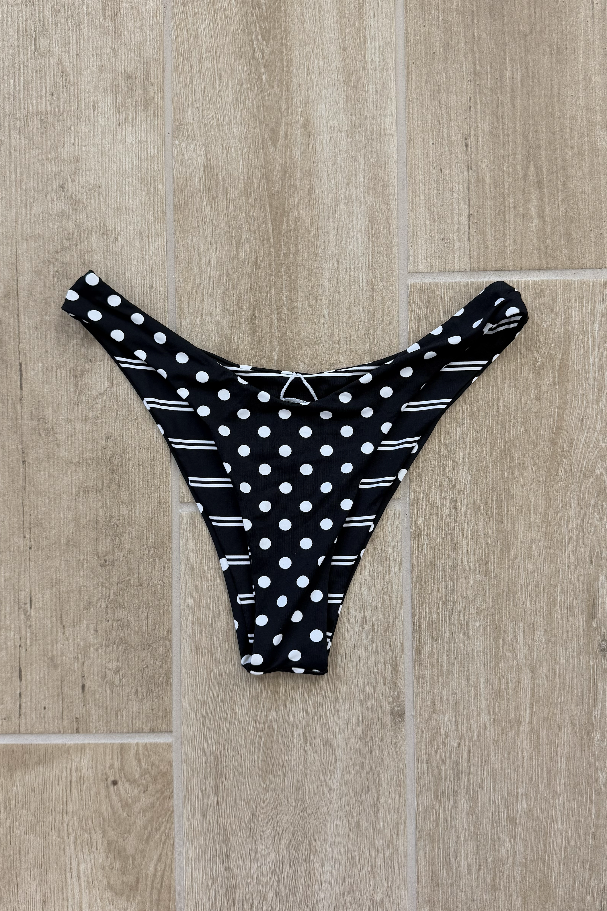 Black White Reversible Bikini Bottom Polka Dot Striped