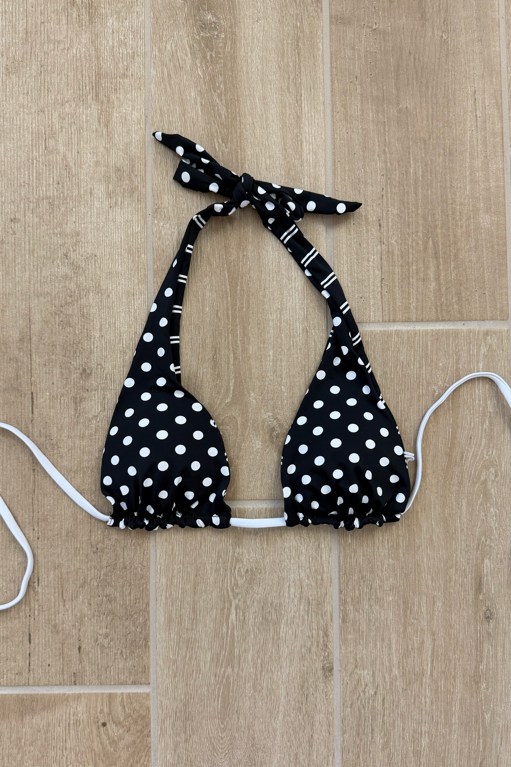Black White Reversible Halter Bikini Top Polka Dot Striped