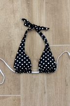 Black White Reversible Halter Bikini Top Polka Dot Striped