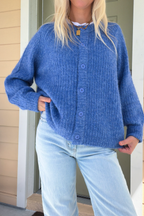 Blue Button Up Cardigan Sweater
