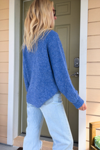 Blue Button Up Cardigan Sweater