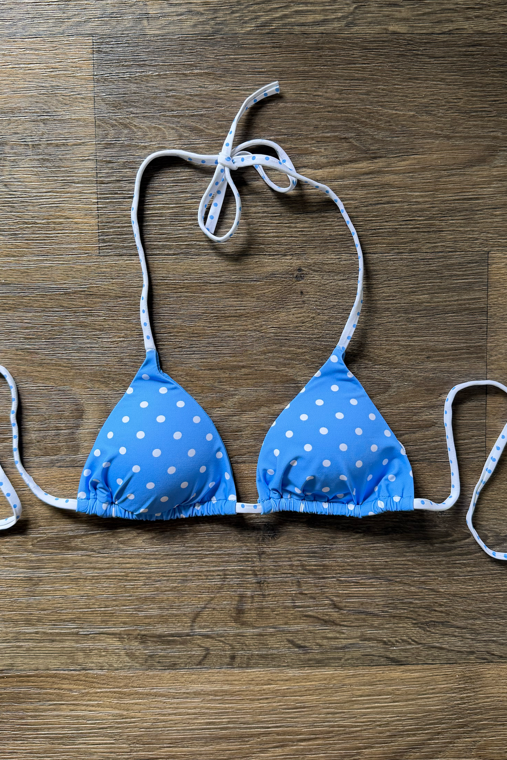 Blue White Polka Dot Bikini Top