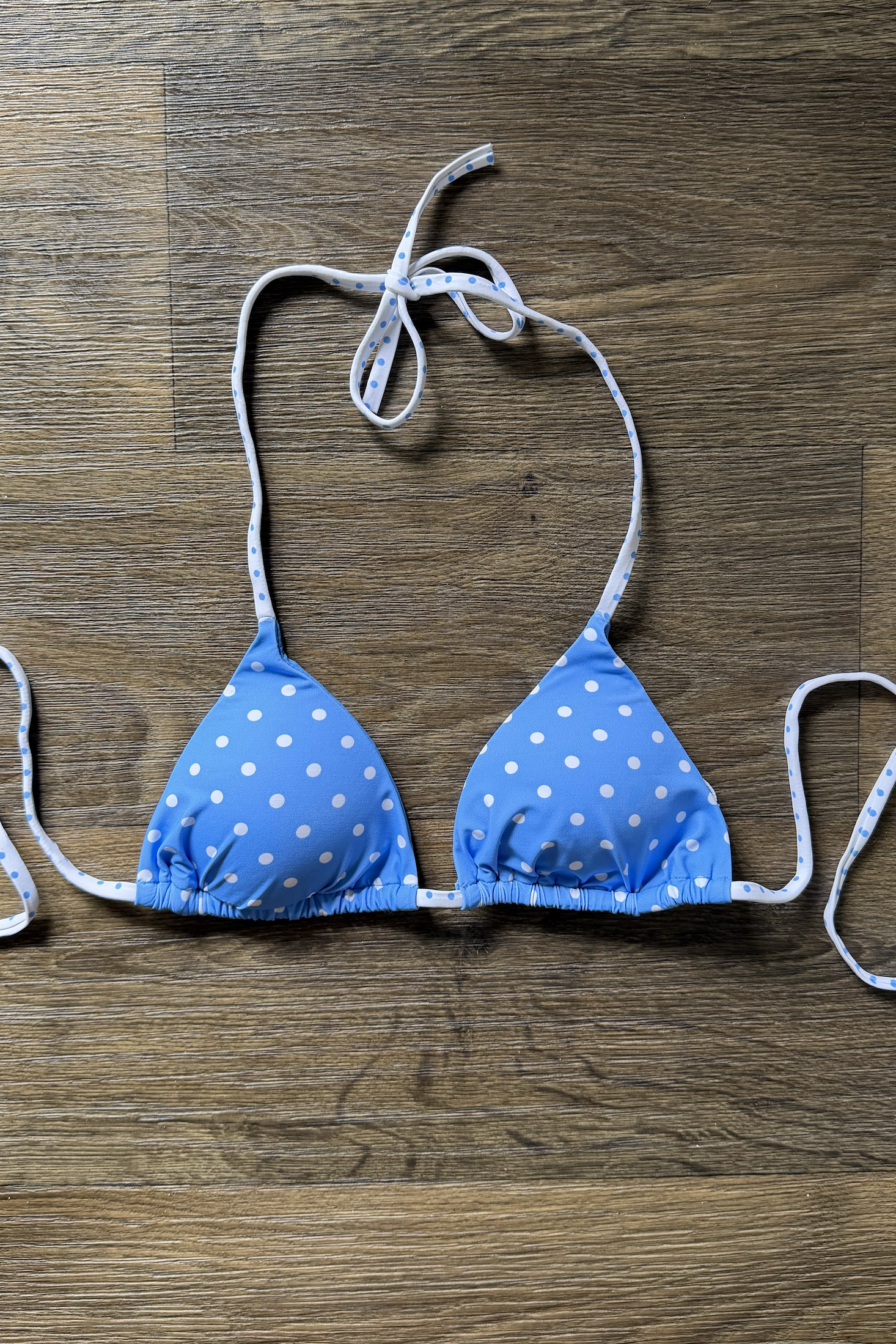 Blue White Polka Dot Bikini Top