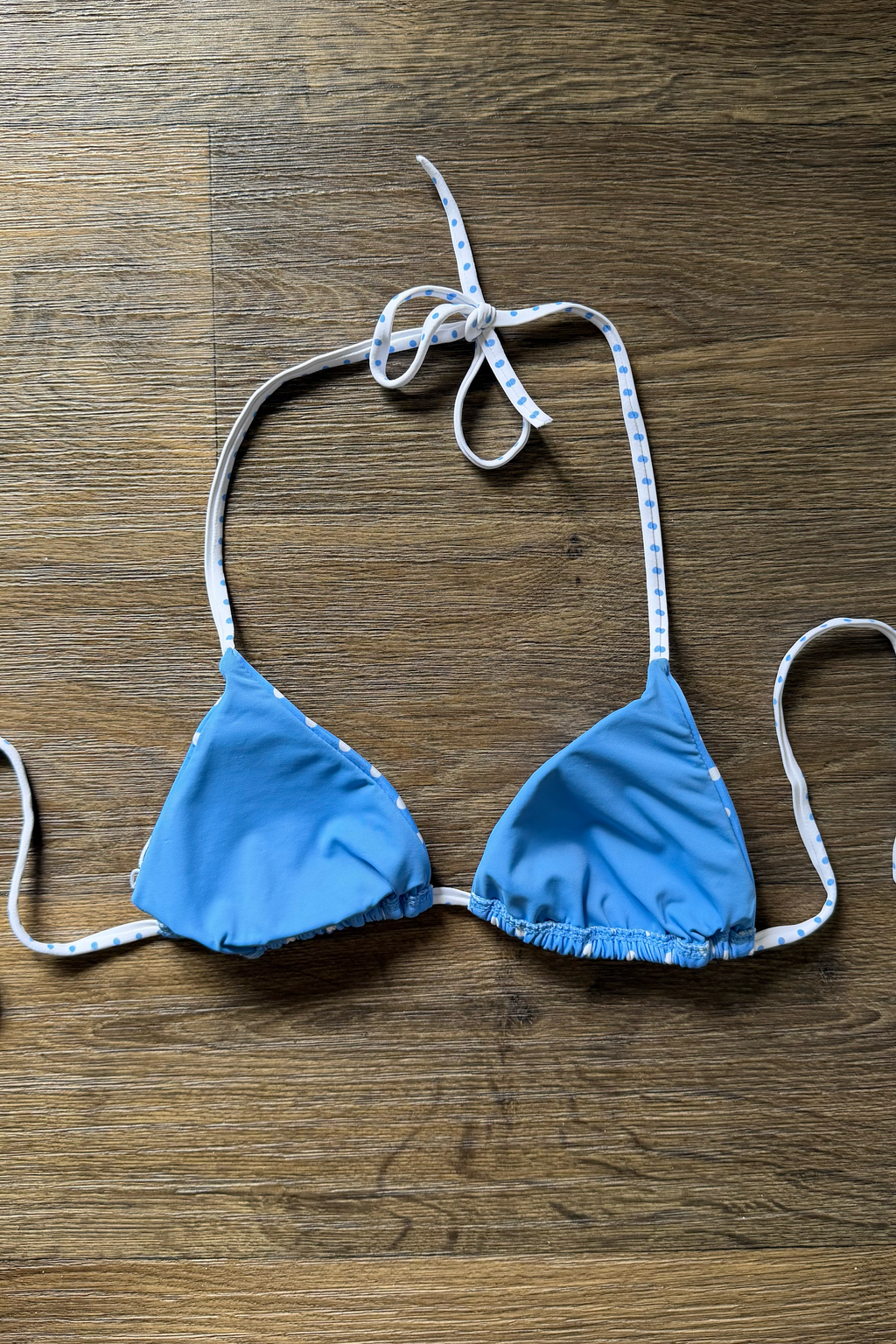 Blue White Polka Dot Bikini Top