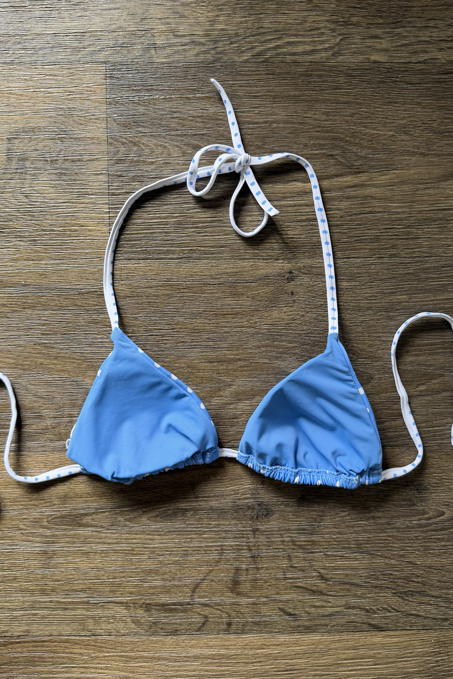 Blue White Polka Dot Bikini Top