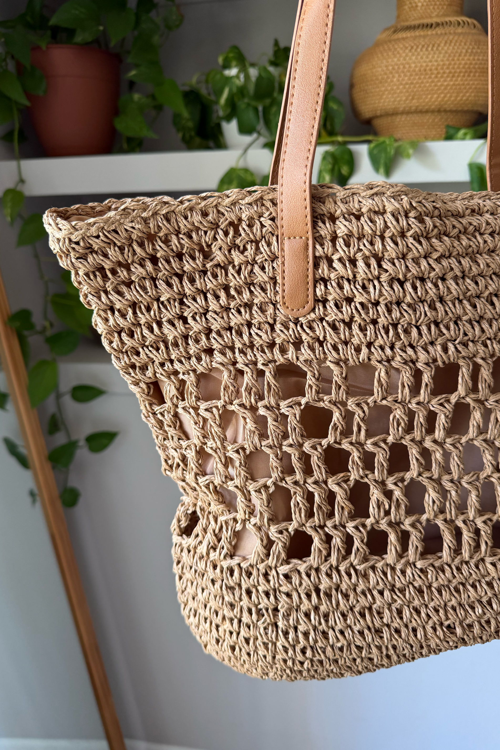 Braided Straw Tote Bag