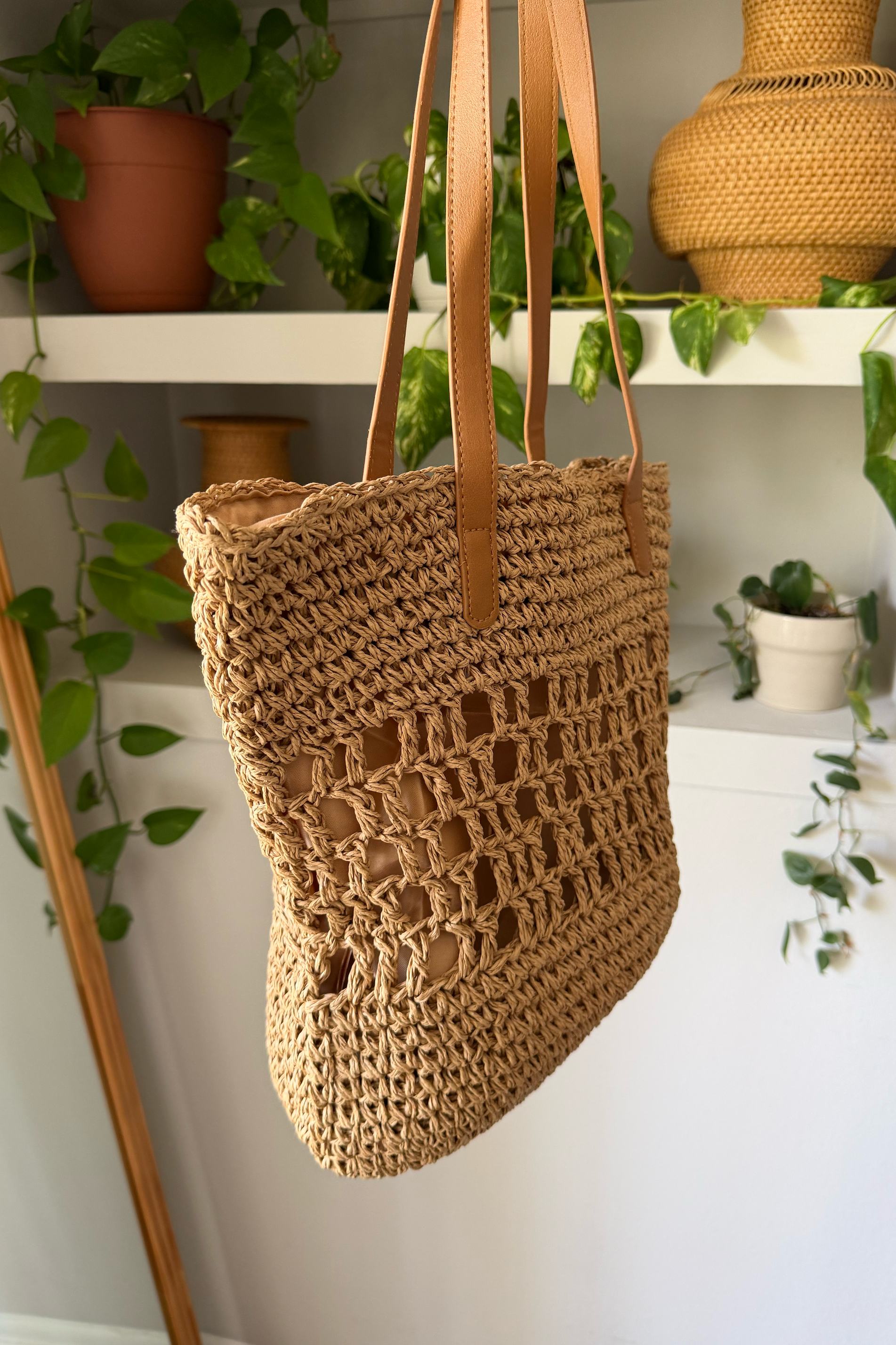 Braided Straw Tote Bag