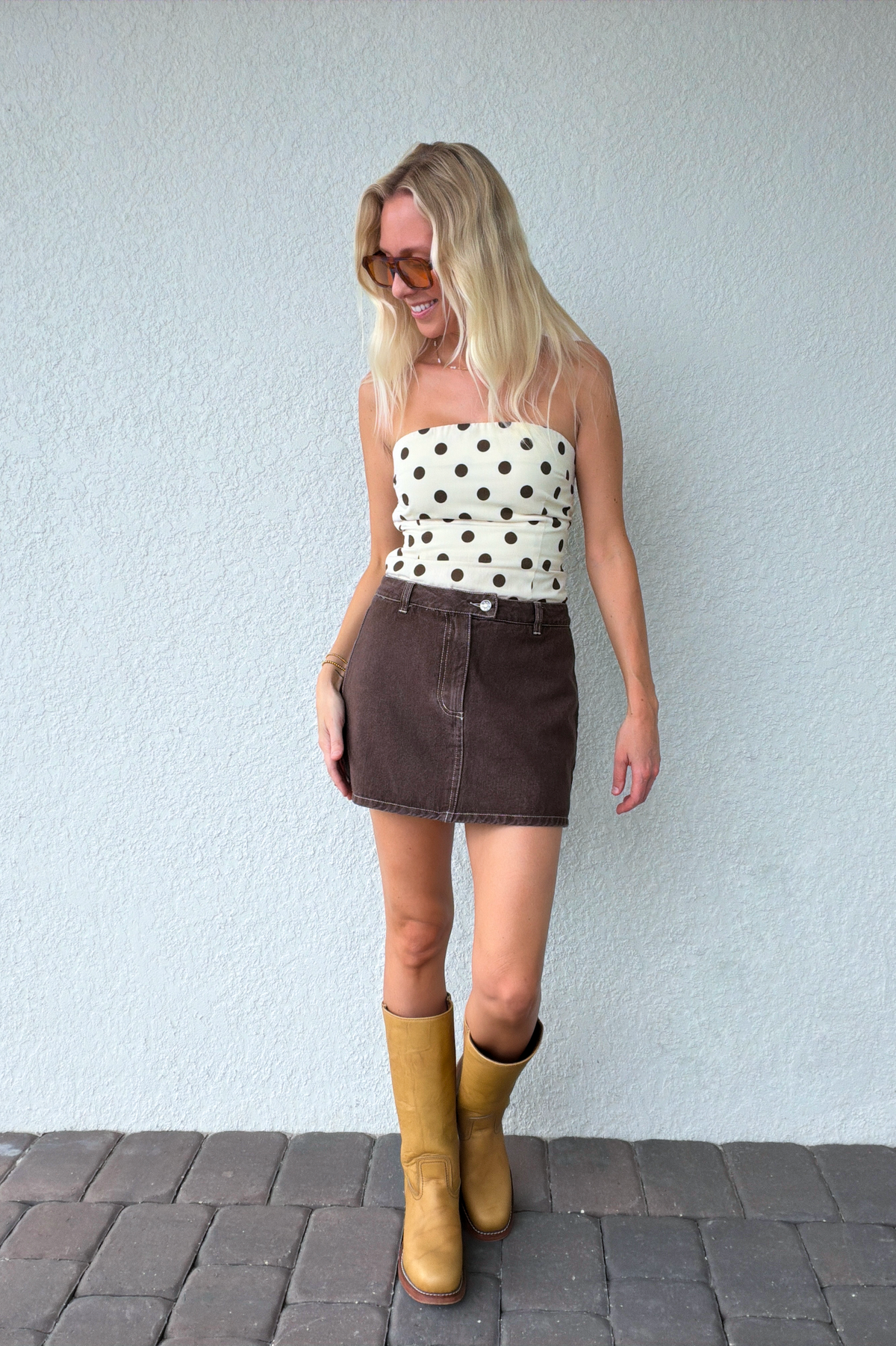 Brown Denim Skort