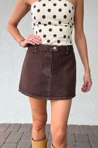 Brown Denim Skort