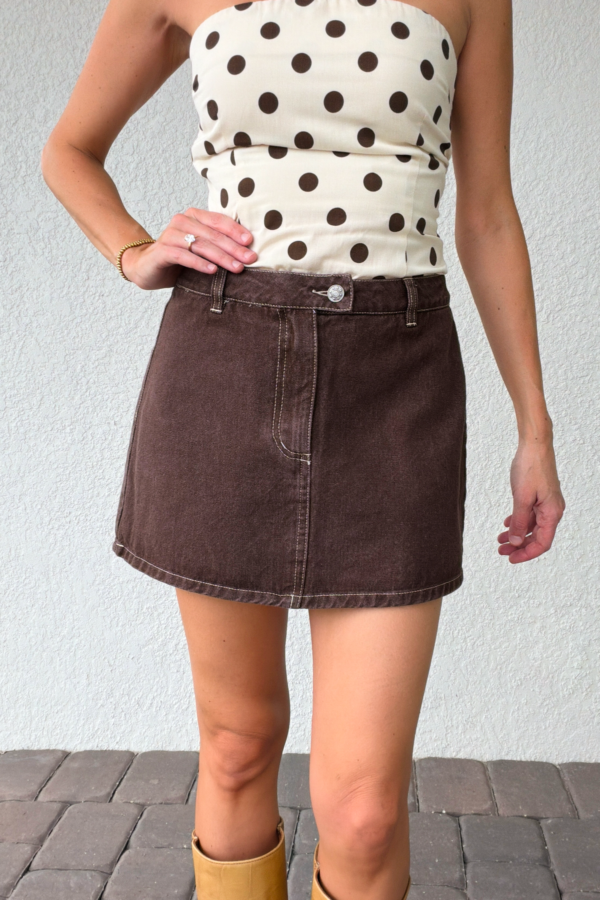 Brown Denim Skort