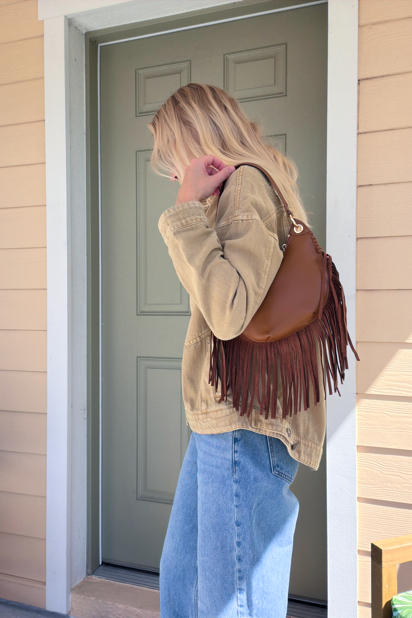 Brown Fringe Boho Shoulder Bag