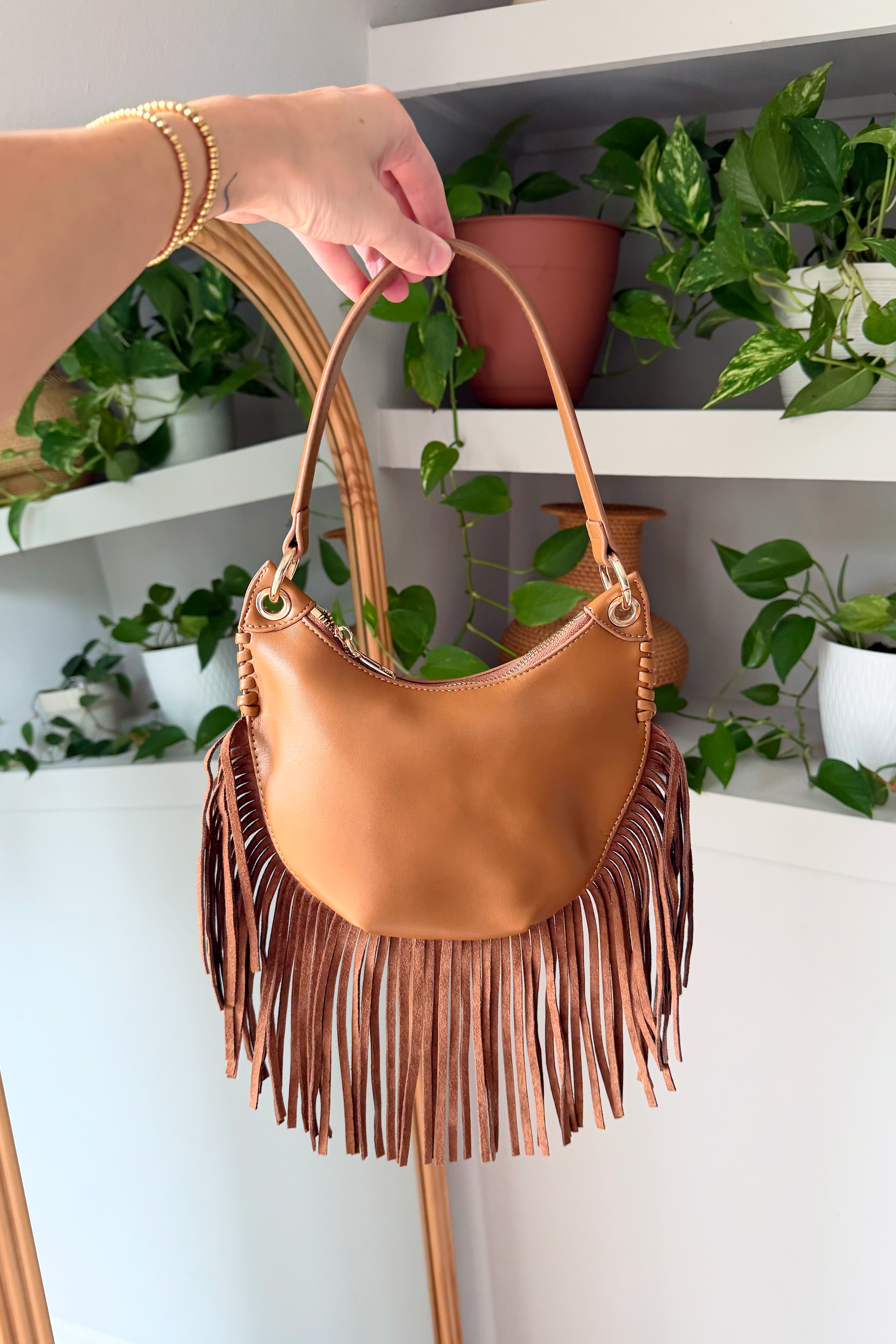 Brown Fringe Boho Shoulder Bag