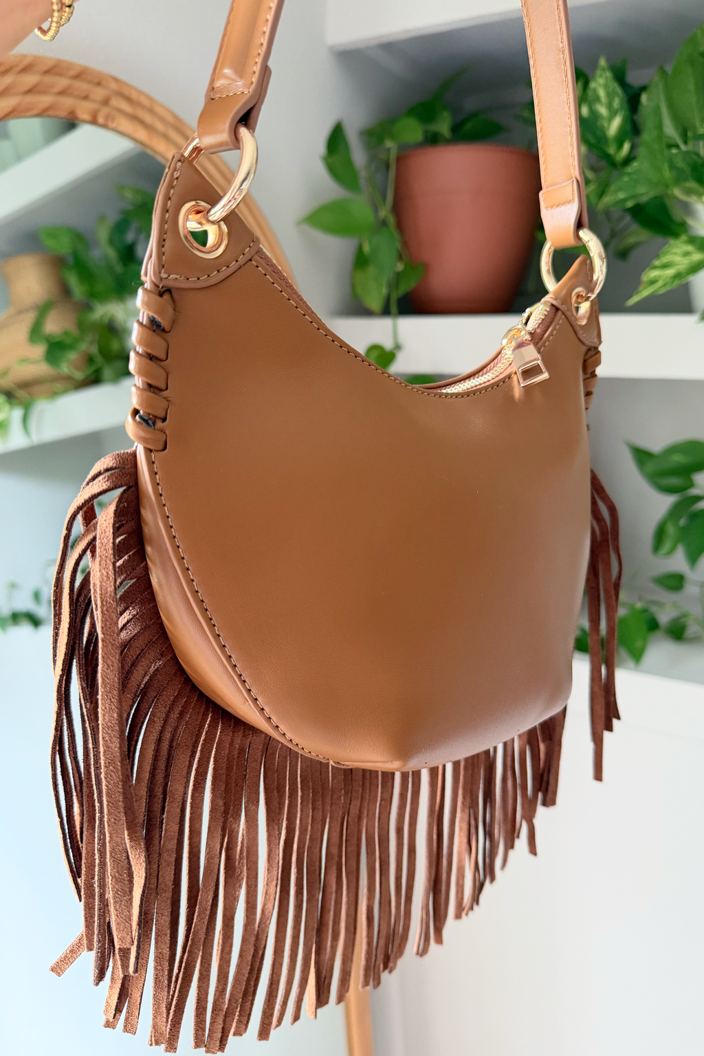 Brown Fringe Boho Shoulder Bag