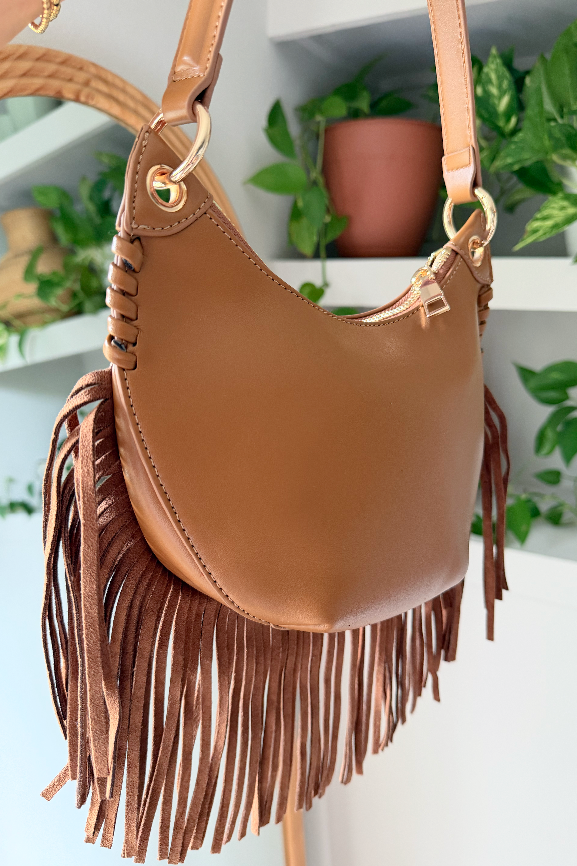 Brown Fringe Boho Shoulder Bag