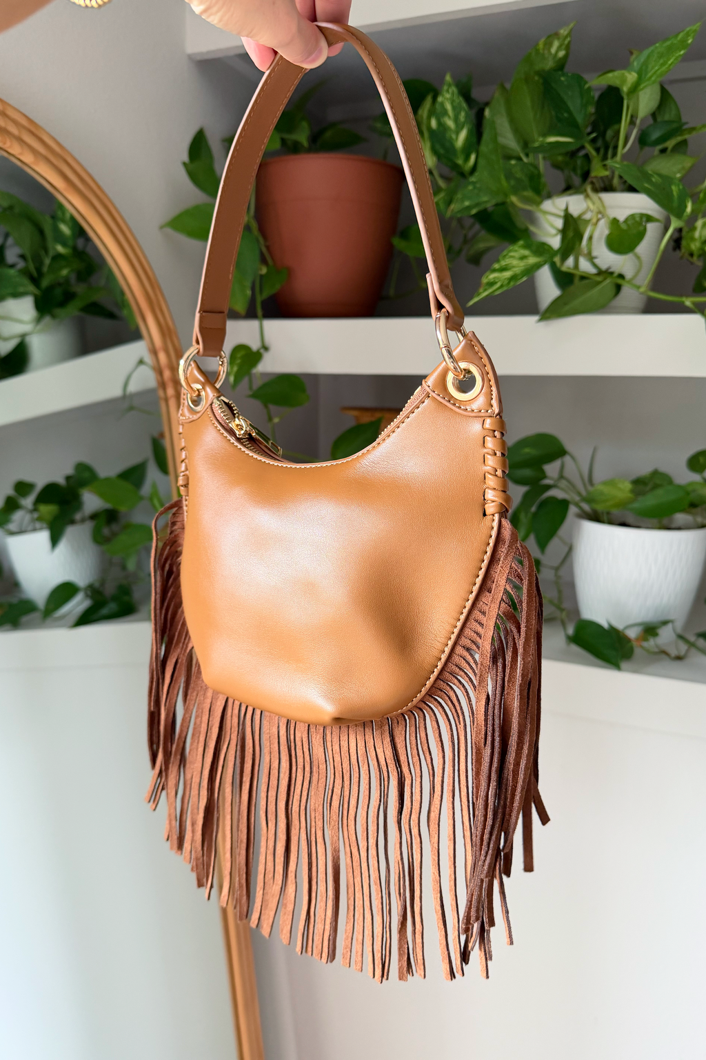 Brown Fringe Boho Shoulder Bag