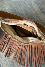 Brown Fringe Boho Shoulder Bag