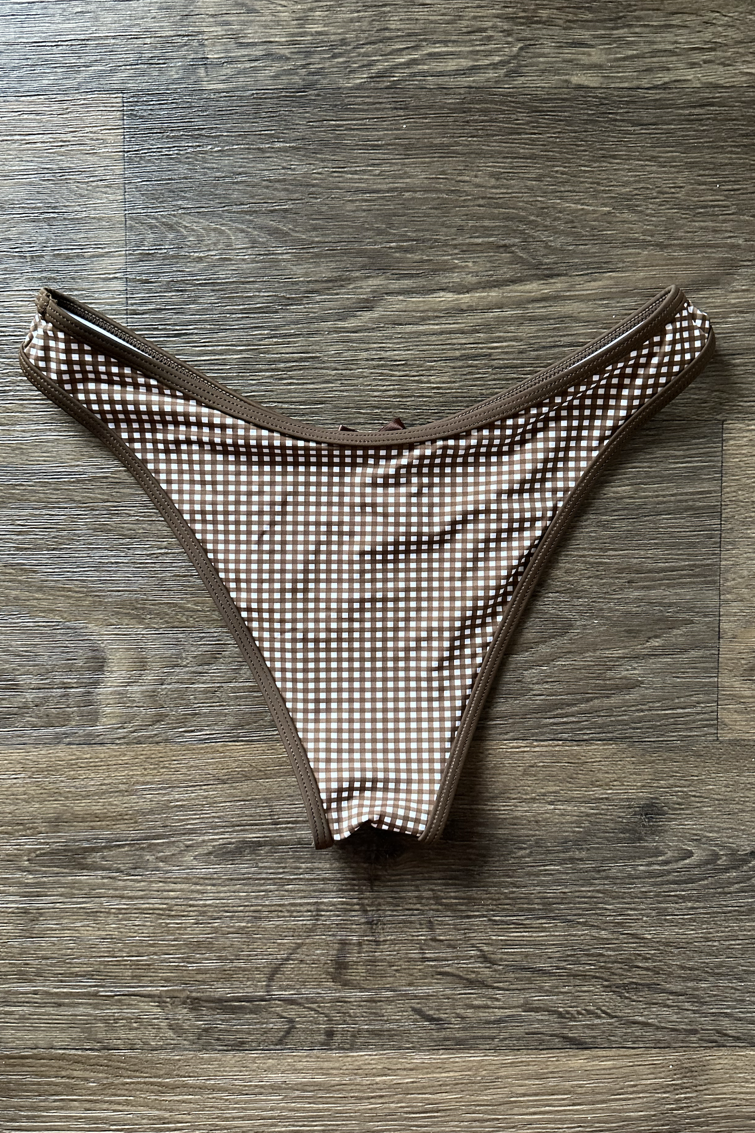 Brown White Gingham Bikini Bottom