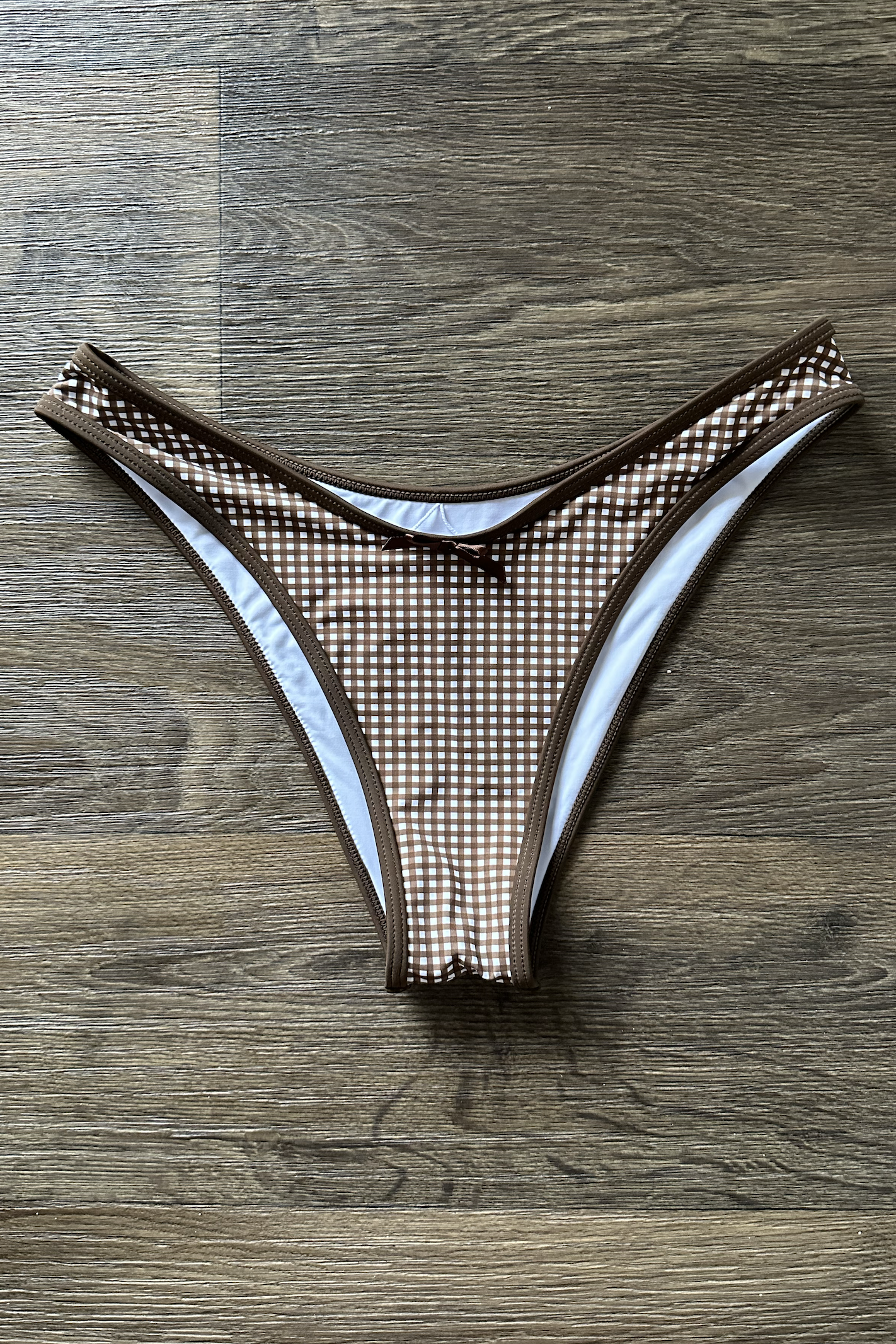 Brown White Gingham Bikini Bottom
