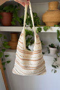Crochet Stripe Tote Bag