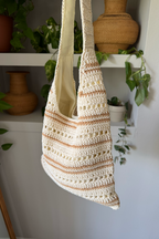 Crochet Stripe Tote Bag