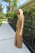 Desert Palm Linen Wide Leg Pants