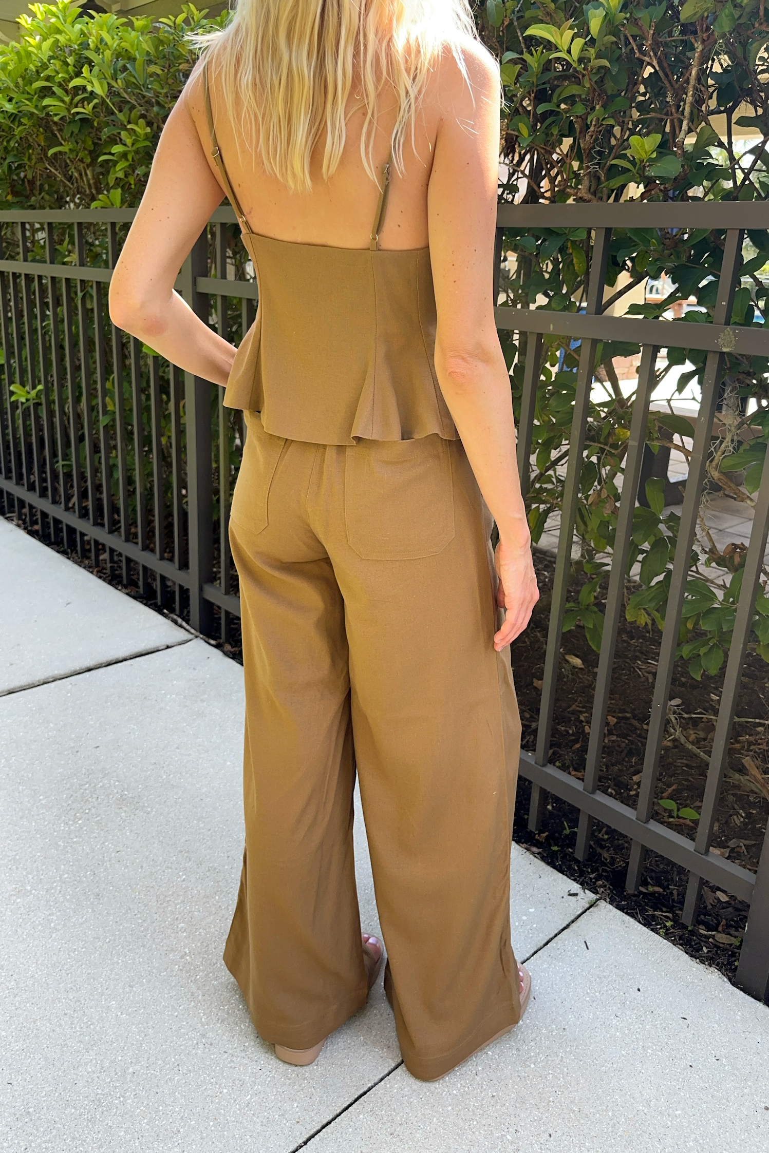 Desert Palm Linen Wide Leg Pants