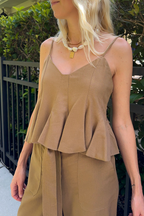 Desert Palm Sleeveless Flared Top