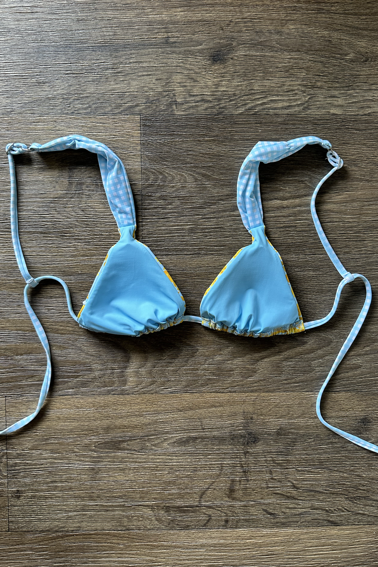 Floral Checker Bikini Top