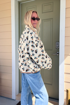 Floral Fleece Sherpa Zip Up Jacket