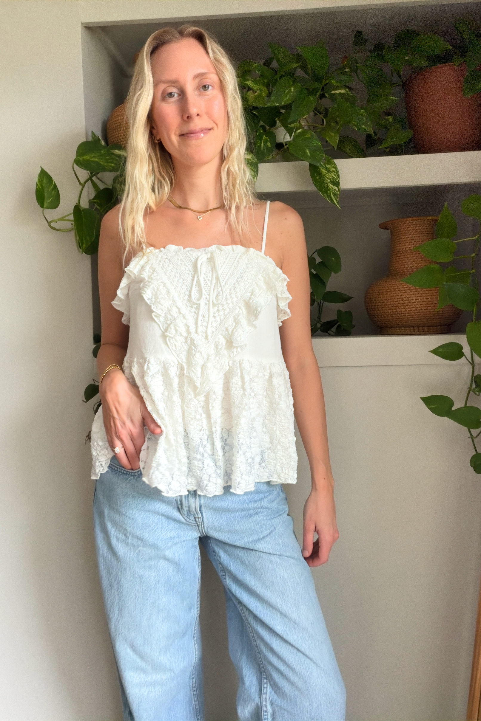 Lace Babydoll Cami Sleeveless Top