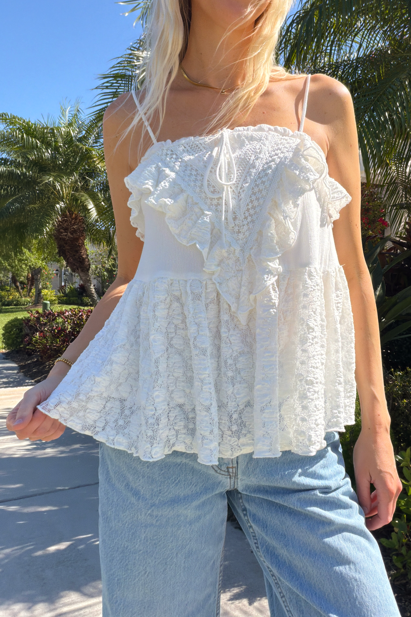 Lace Babydoll Cami Sleeveless Top