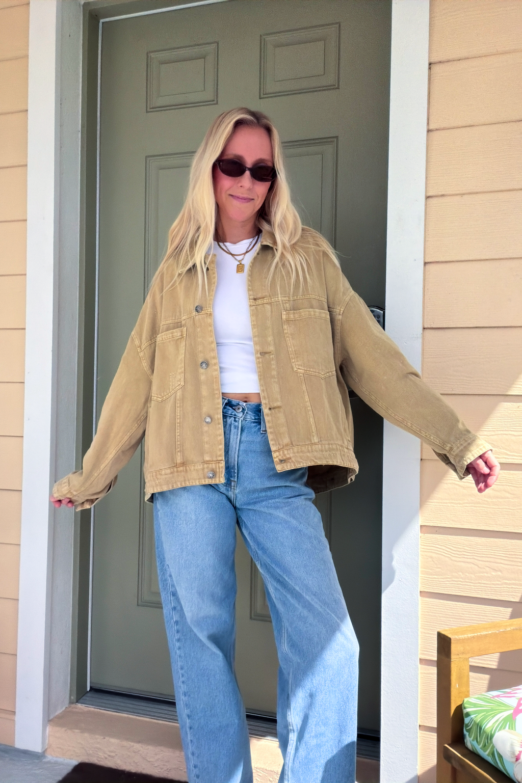 Light Brown Swing Denim Jacket