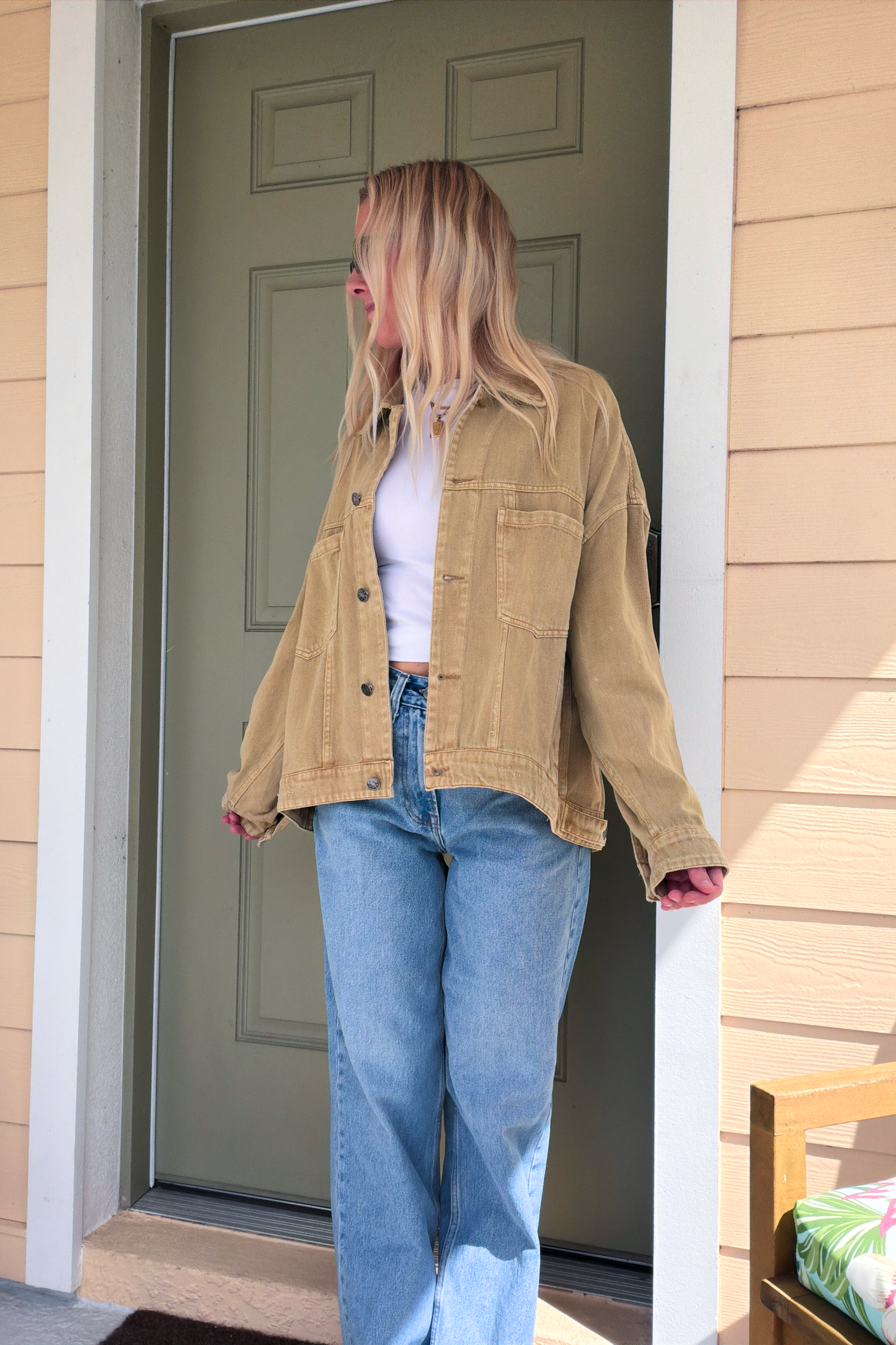 Light Brown Swing Denim Jacket